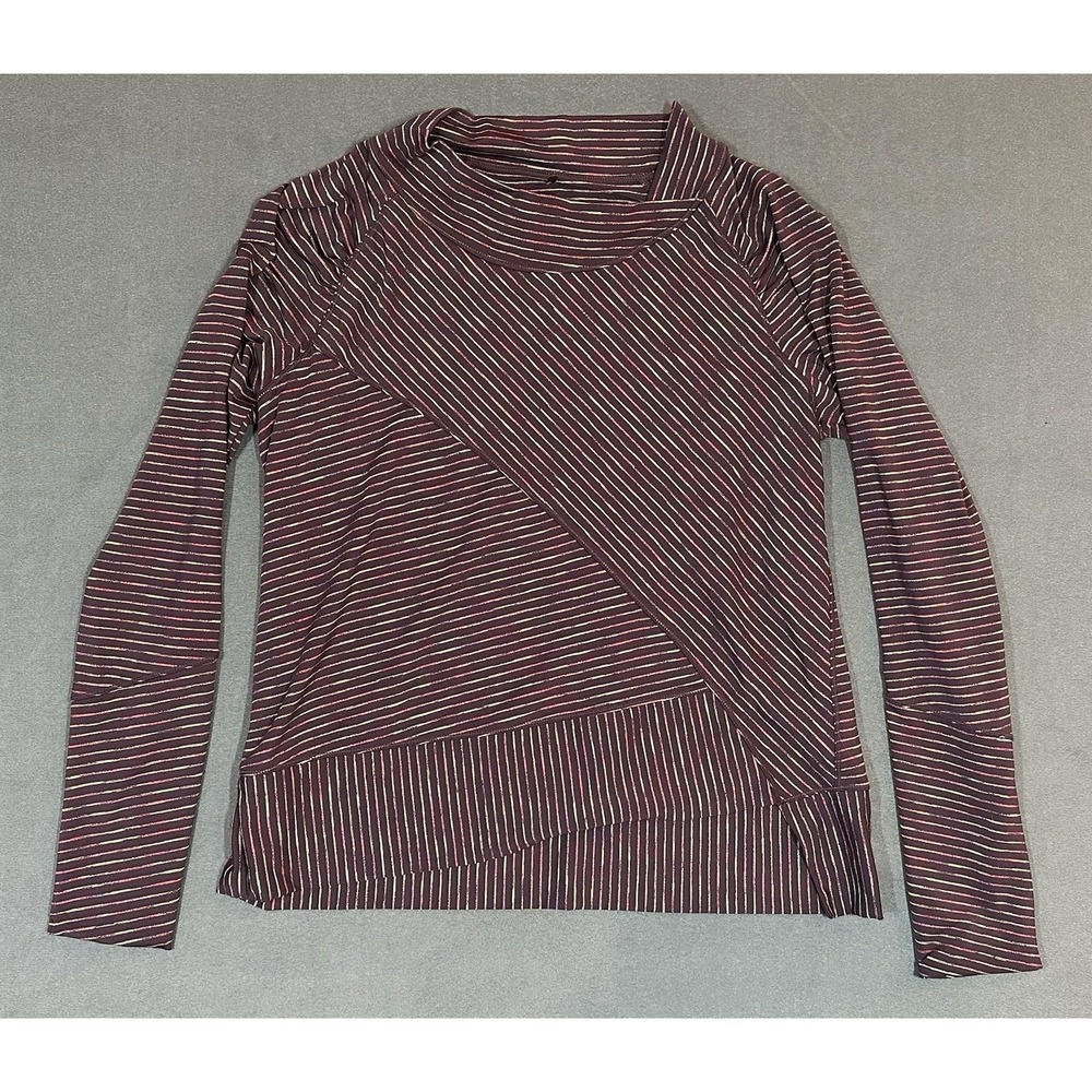 PrAna Shirt Womens Striped Funnel Neck Long Sleeve Hiking Top Size M